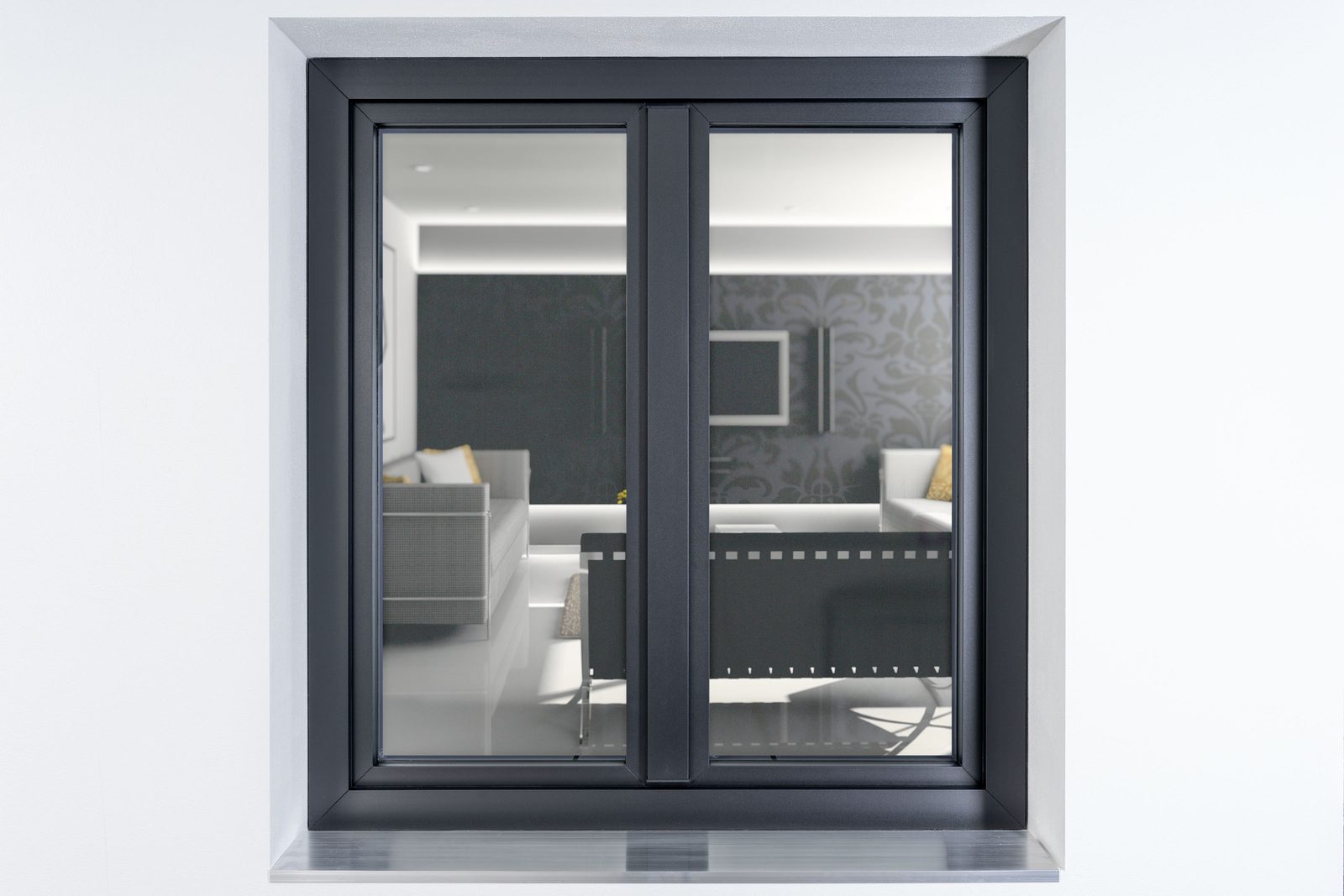 Dvokrilni antracit PVC prozor Gealan Linear